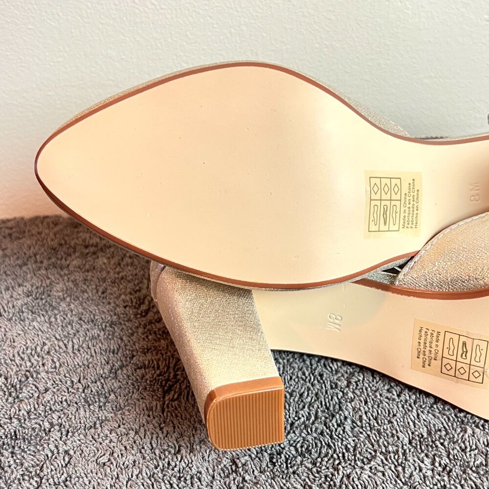 Touch Ups Womens 8M Amanda Champagne Gold Closed Toe Block Heels Pumps Shoes - Picture 9 of 13